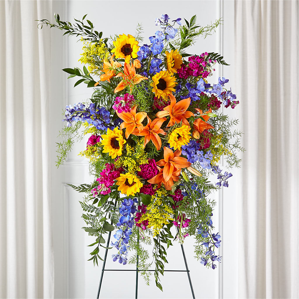 Sunlit Memories Standing Spray (Standard) – Springerville Flower Shop, Springerville AZ