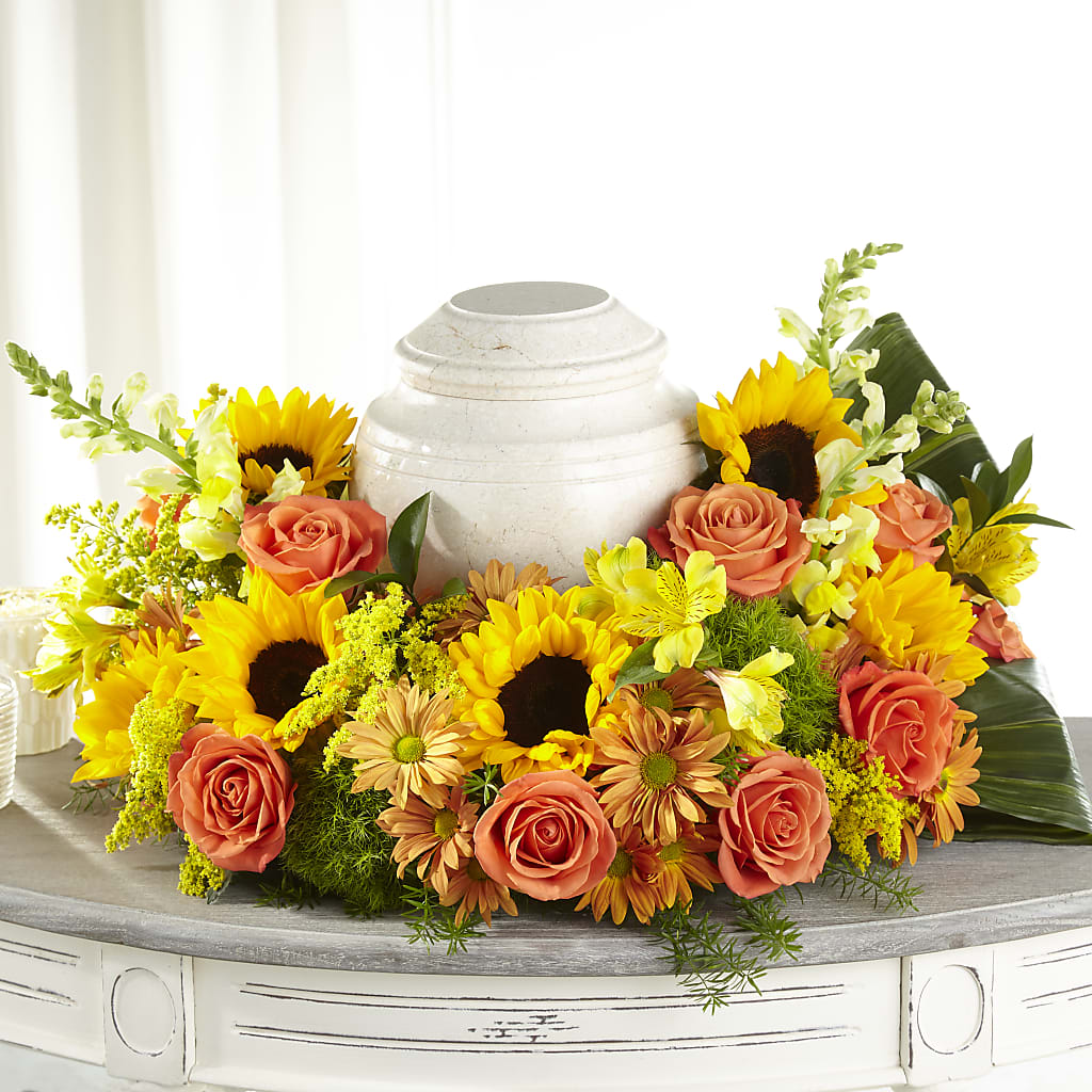 Faithful Sunflower Cremation Adornment – Springerville Flower Shop, Springerville AZ