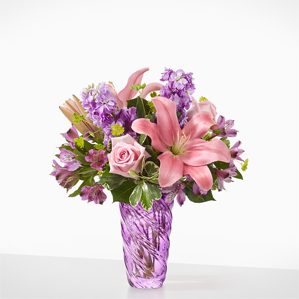 Precious Petals Bouquet with Luxe Swirl Vase – Springerville Flower Shop, Springerville AZ