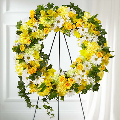 Golden Remembrance Wreath –  Springerville Flower Shop, Springerville AZ