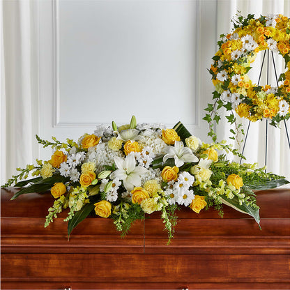 Golden Harmony Casket Spray –  Springerville Flower Shop, Springerville AZ