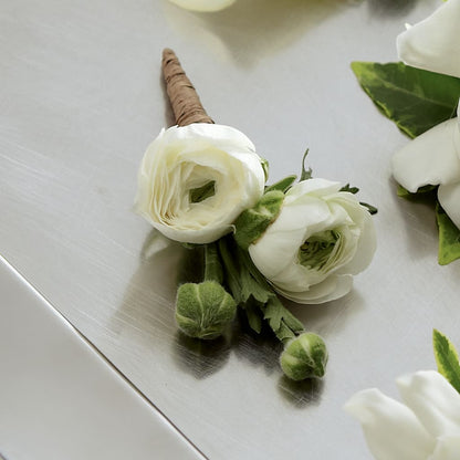 White Ranunculus Boutonniere –  Springerville Flower Shop, Springerville AZ