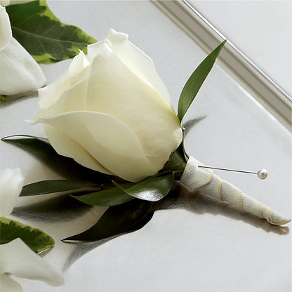 White Rose Boutonniere –  Springerville Flower Shop, Springerville AZ