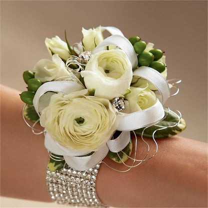 White Wedding Corsage –  Springerville Flower Shop, Springerville AZ